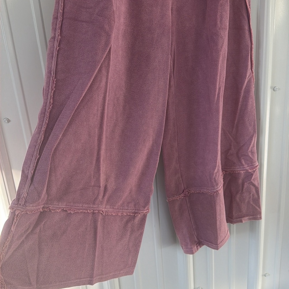 Easel Mineral Wash Pants Wild Berry New drawstring waist Palazzo - Picture 3 of 5
